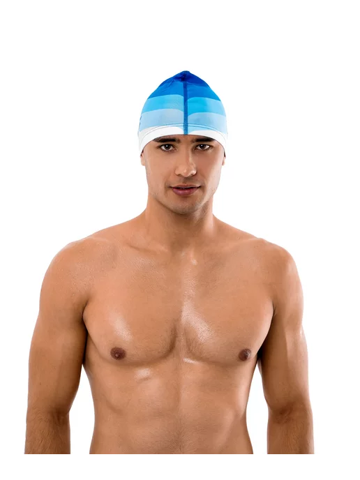 onlytop Шапочка для плавания тканевая взрослая Swim, голубой, фото 4