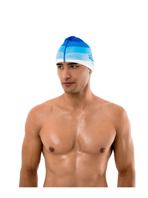 onlytop Шапочка для плавания тканевая взрослая Swim, голубой, фото 6