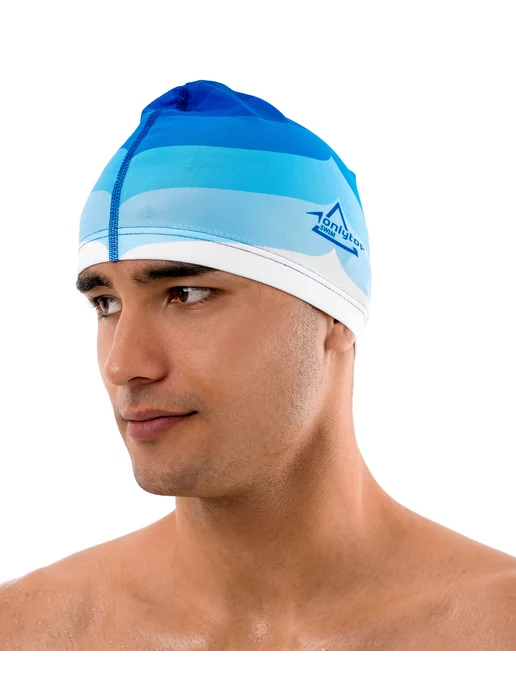 onlytop Шапочка для плавания тканевая взрослая Swim, голубой, фото 8