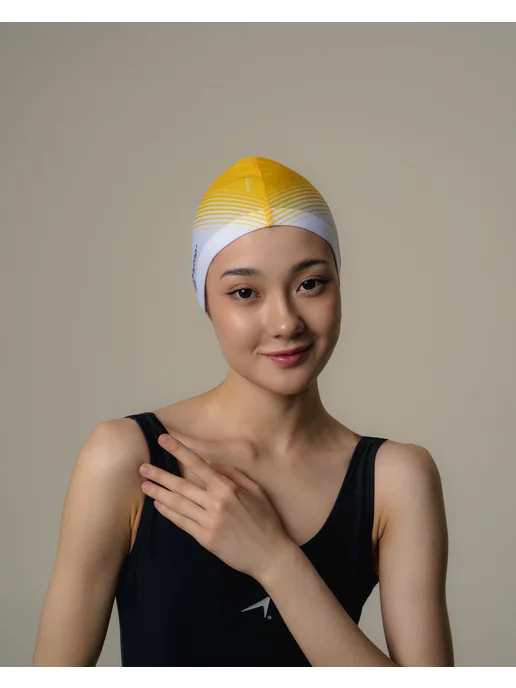 onlytop Шапочка для плавания тканевая взрослая Орнамент, синий, фото 4