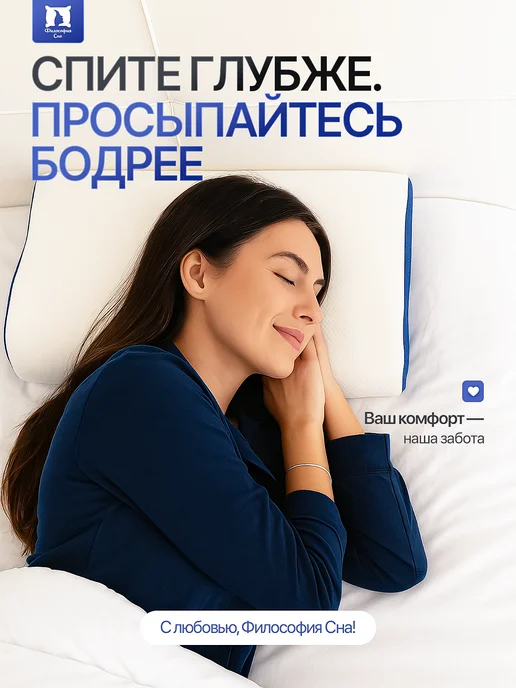 Философия сна Ортопедическая подушка, синий, фото 5
