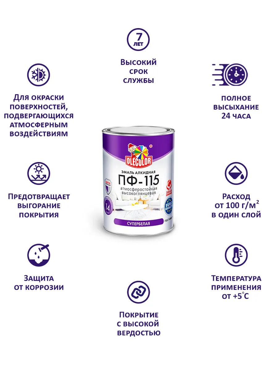 Эмаль строительная краска ПФ-115 Olecolor 84028305 купить в  интернет-магазине Wildberries