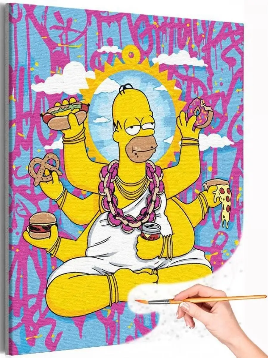Живопись по номерам Гомер с пончиком, изобилие картина по номерам 40х50