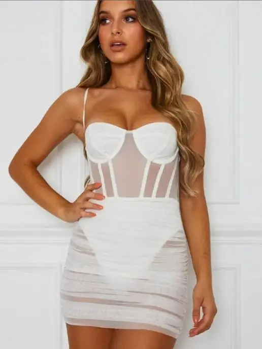 ORELY Неглиже белое мини-платье бюстье, белый, фото 6