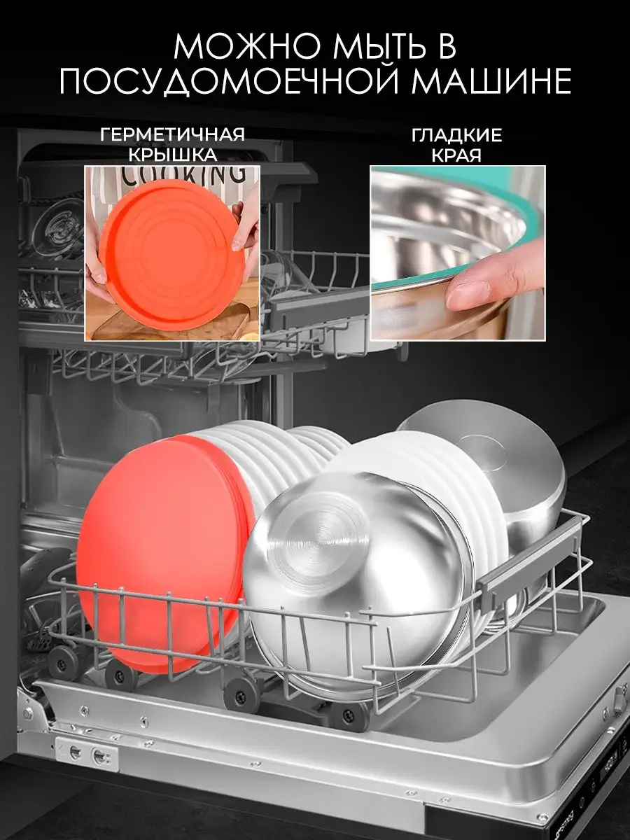 Миски с крышками из нержавеющей стали, набор салатников WiMi 84346297  купить в интернет-магазине Wildberries