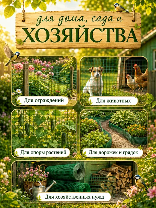 crafy Сетка пластиковая 1 x 20 м для птичников ячейка 15 x 15 мм, 1x10 м, 10 м, фото 6