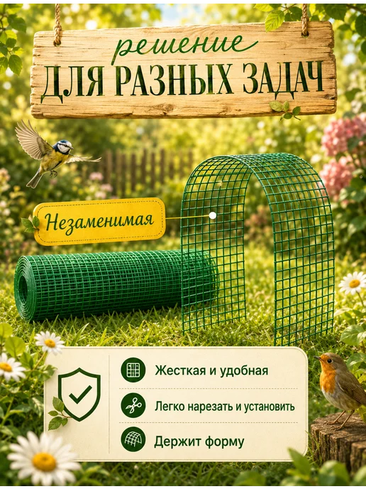 crafy Сетка пластиковая 1 x 20 м для птичников ячейка 15 x 15 мм, 1x10 м, 10 м, фото 7