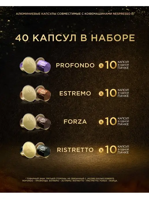L'OR Набор кофе в капсулах для Nespresso, крепкий вкус 40 шт, 40 шт, фото 2