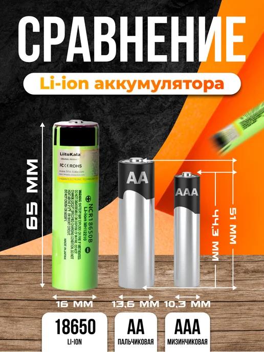 liitokala Аккумулятор 18650 3400 mah 3.7V 1 шт, 3400 мАч, 1 шт, фото 7