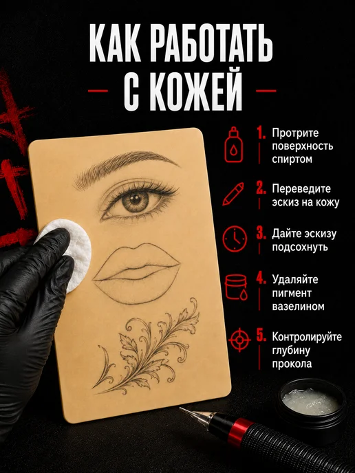 EZ Tattoo Искусственная кожа для тату практики латекс перманента, желтый, фото 6