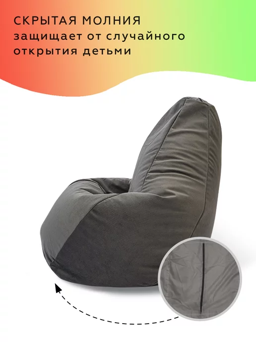 Kreslo-Puff Кресло мешок 3ХL, велюр премиум, вариант, фото 3