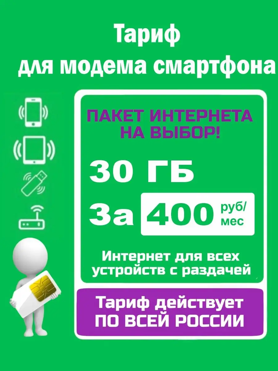 Сим карта для интернета, для модема, 30 Гб ALL SIM 84506308 купить в  интернет-магазине Wildberries