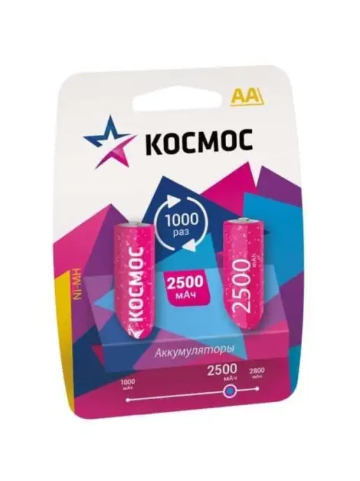 РемоКолор Аккумулятор NI-MH 2500 mAh AА 2шт, 2500 мАч, 2 шт