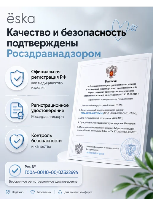 Ёska ESKA Интимная смазка гель на водной основе лубрикант, 200 мл, фото 2