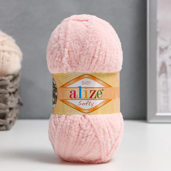 Пряжа для вязания «Softy» 115м/50гр, 340 бледно-розовый