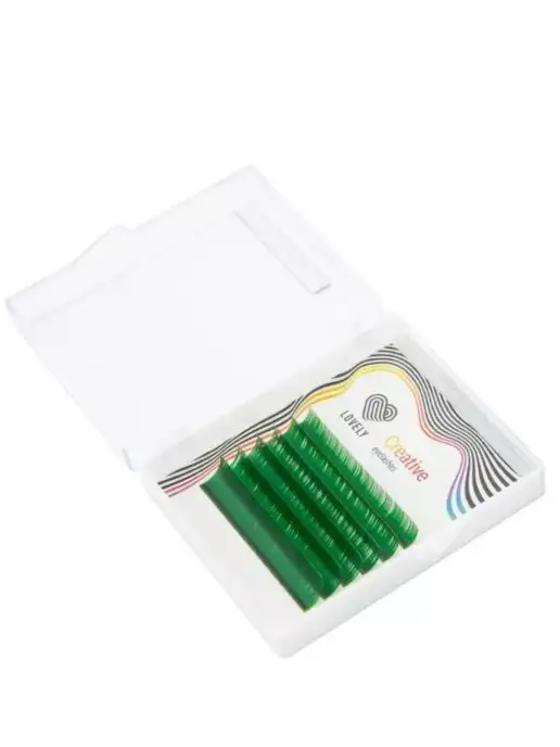 Lovely !Ресницы для наращивания, зеленые MINI микс С 0.10 10-14мм, зеленый, фото 3