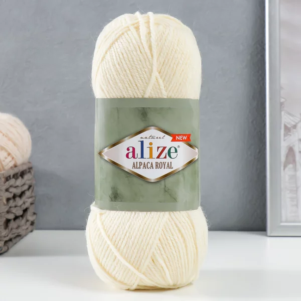 Пряжа для вязания «Alpaca royal» 250м/100гр, 01 кремовый