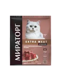 Extra Meat корм c телятиной для стерилизованных кошек 1,2 кг Мираторг 84885940 купить за 526 ₽ в интернет-магазине Wildberries