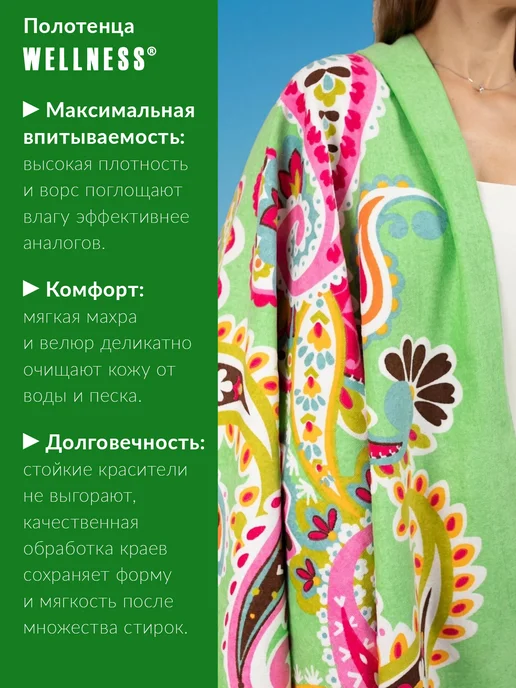 Wellness Полотенце пляжное махровое 90х180 см, 90x180 см, фото 6