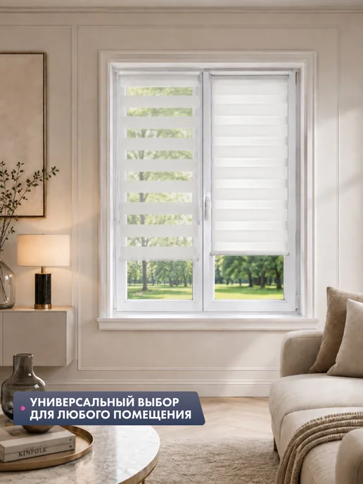NeoFusion Рулонные шторы день ночь 52 на 150 см жалюзи 50 55, белый, фото 8