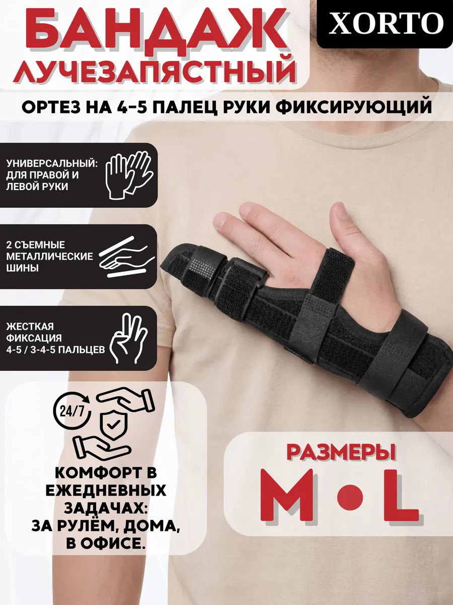 Бандаж ортез лучезапястный лангетка на палец руки 4 и 5 шина