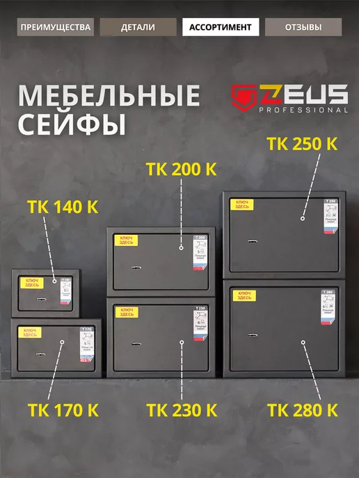 ZEUS professional Сейф для денег и документов оружейный с полкой, серый, фото 6