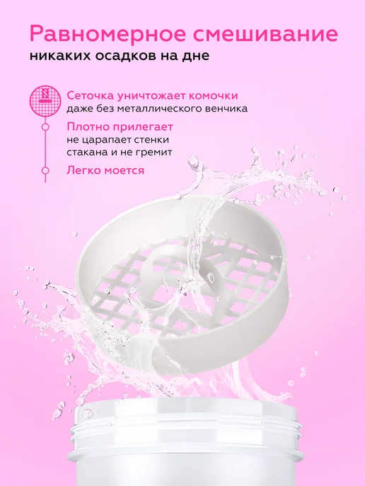 Shaker Bottle Шейкер спортивный для протеина, креатина и воды, белый, фото 7