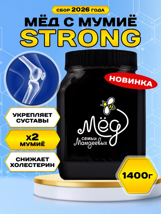 Мёд семьи Мамдеевых Мёд с мумие СТРОНГ, двойное мумиё, вариант