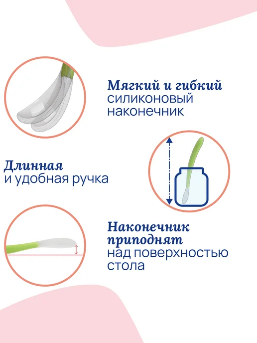 CHICCO Ложка мягкая силиконовая 6м+, зеленый, 6 м, фото 2