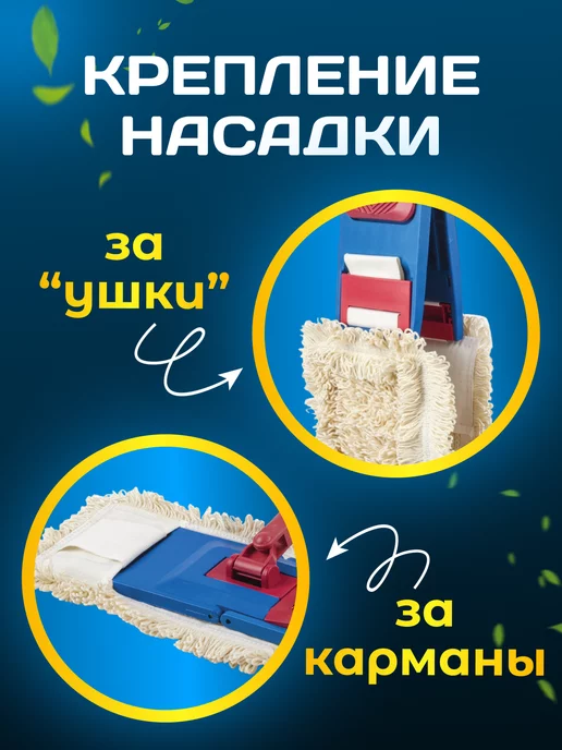 ACG Сменная насадка тряпка для швабры моп с кармашками, белый, фото 3