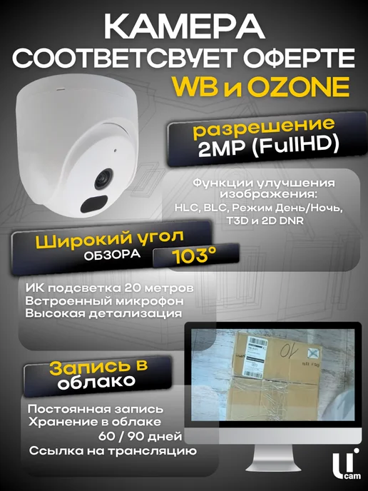 Ucam Готовый Комплект для ПВЗ 2 IP POE камеры с сервисом IPEYE, черный, фото 4