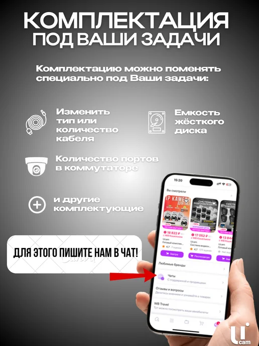 Ucam Готовый Комплект для ПВЗ 2 IP POE камеры с сервисом IPEYE, черный, фото 7