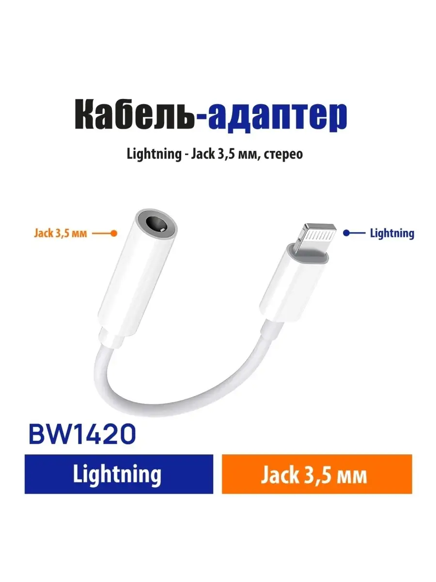 Переходник для наушников Iphone Lightning 3,5 Jack BW1420 Belsis 85855213  купить за 328 ₽ в интернет-магазине Wildberries