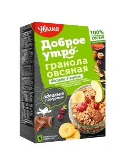 Гранола овсяная Ассорти 5 вкусов 5 пакетиков по 40 г. УВЕЛКА 85896652 купить за 102 ₽ в интернет-магазине Wildberries