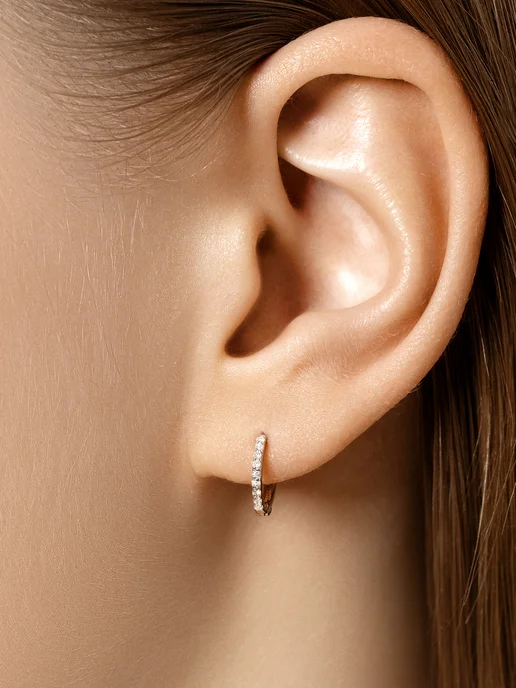 Vesna jewelry Моносерьга с натуральными бриллиантами лабрет в ухо, оранжевый, фото 2