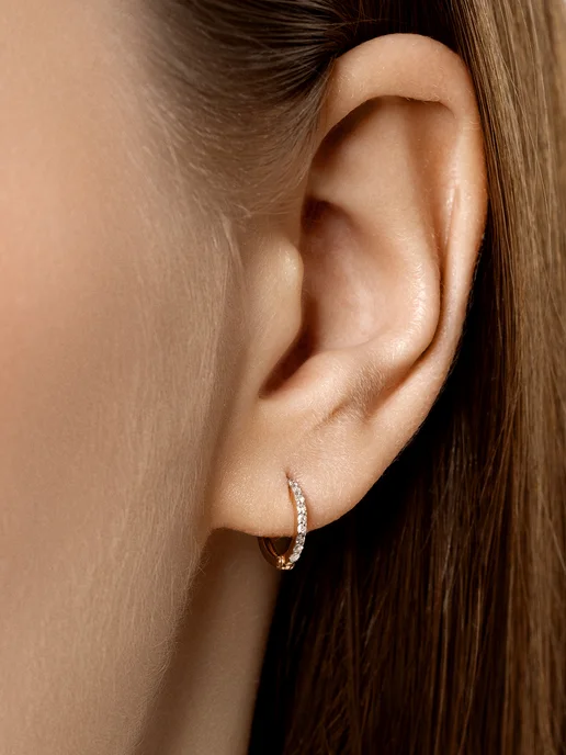 Vesna jewelry Моносерьга с натуральными бриллиантами лабрет в ухо, оранжевый, фото 4