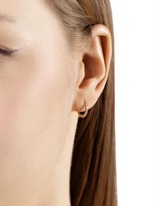 Vesna jewelry Моносерьга с натуральными бриллиантами лабрет в ухо, оранжевый, фото 6