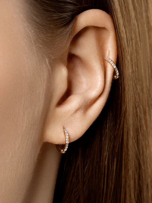 Vesna jewelry Моносерьга с натуральными бриллиантами лабрет в ухо, оранжевый, фото 8