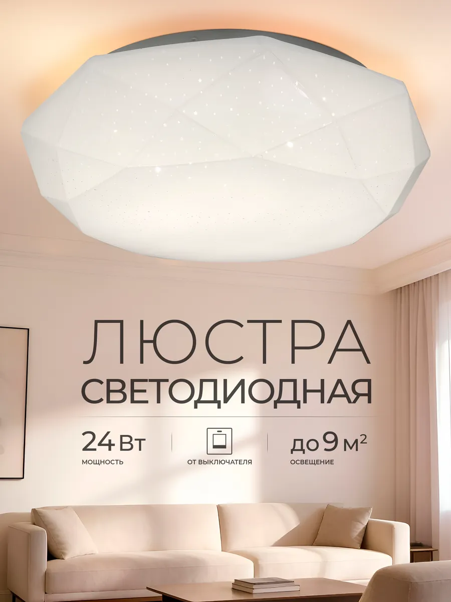 Люстра потолочная светодиодная на кухню, прихожую, коридор