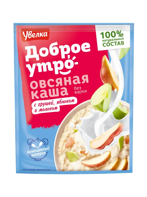 Увелка Каша овсяная с грушей, яблоком и молоком 20 саше по 40 г, 40 г, фото 3