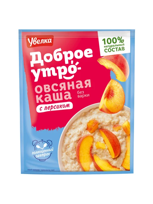 Увелка Каша овсяная с персиком шоубокс 20 саше по 40 г, 40 г, фото 3