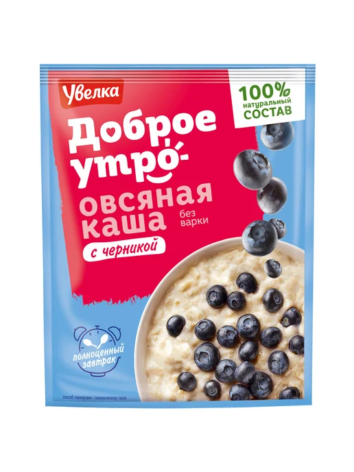 Увелка Каша овсяная с черникой шоубокс 20 саше по 40 г, 40 г, фото 3