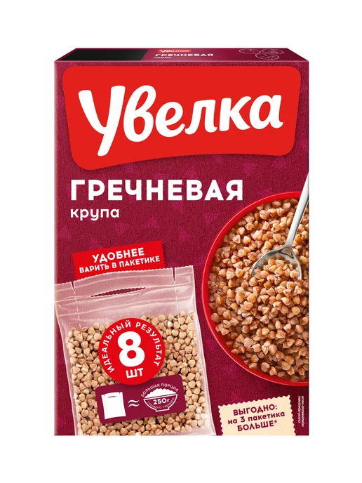 Увелка Крупа гречневая ядрица быстроразваривающаяся Экстра 800 г, 80 г