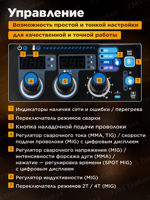 SOLARIS Сварочный аппарат полуавтомат без и с газом MIG 201, синий, фото 5