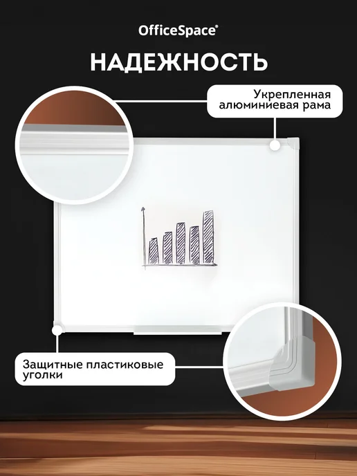 OfficeSpace Доска магнитная маркерная на стену для рисования 60х90 см, 45x60 см, фото 3