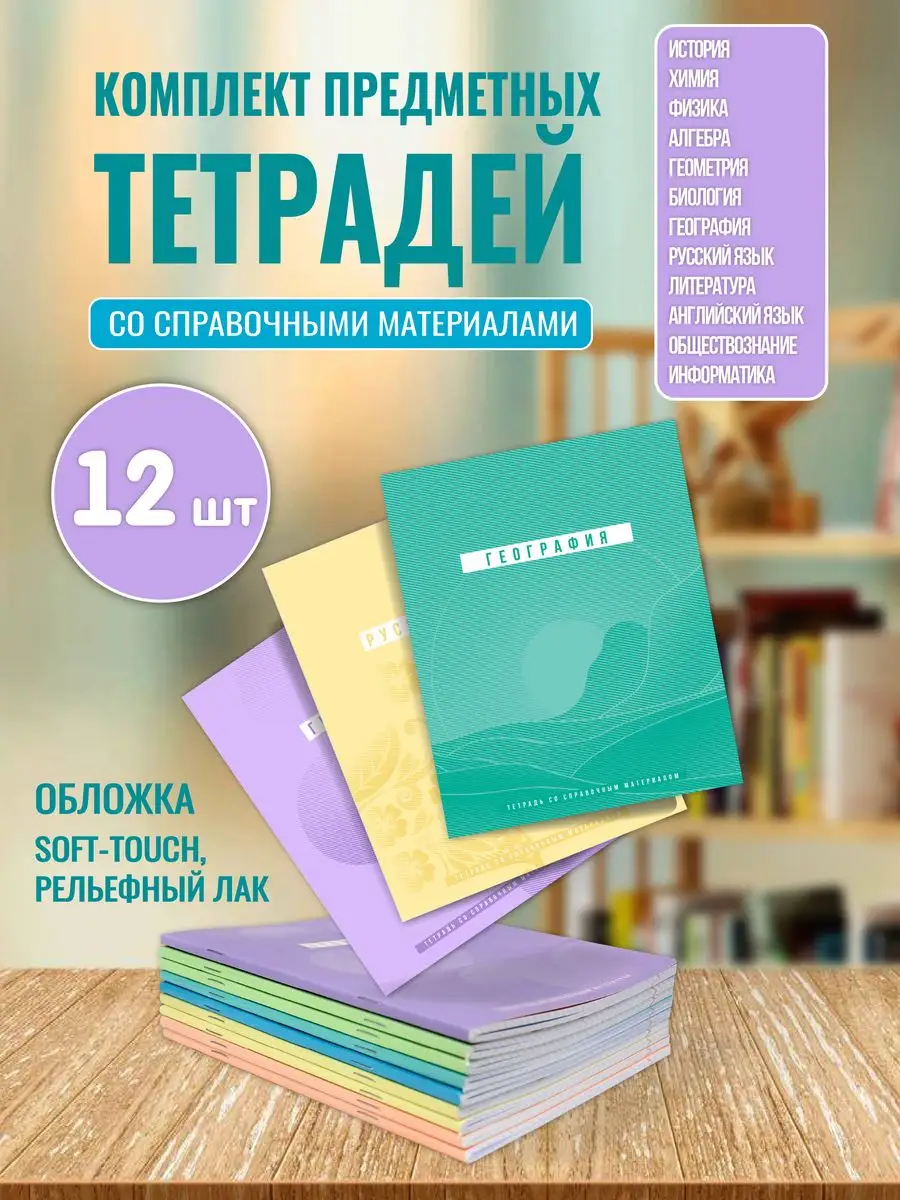 Тетради предметные комплект школьные 48 листов набор 12 шт ШКОЛЬНЫЙ МИР  86205839 купить в интернет-магазине Wildberries