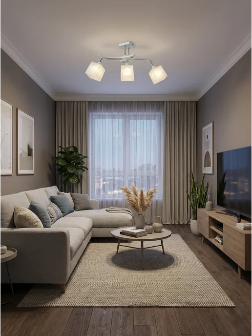 ECO Interior Люстра потолочная в зал, светильник, белый, фото 2
