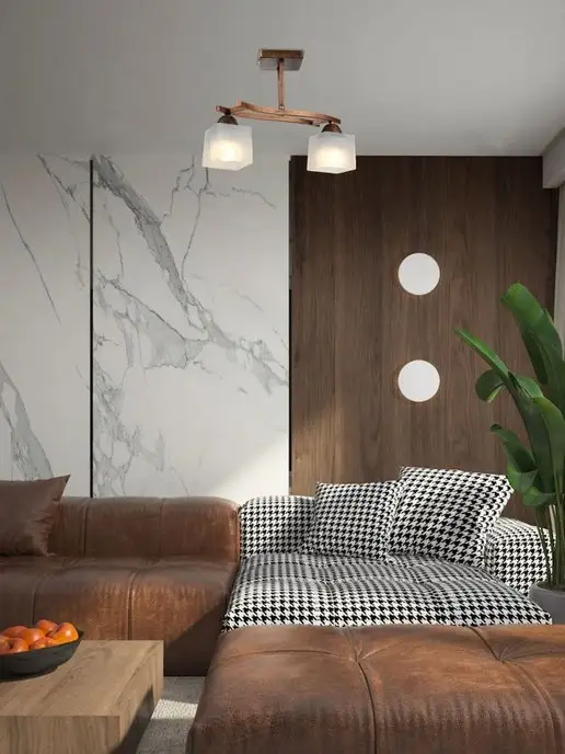 ECO Interior Люстра потолочная, 2 плафона медная на кухню и коридор, коричневый, фото 3