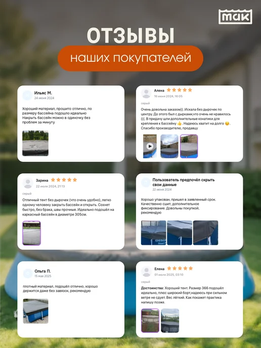 тм МАК Защитный тент для бассейна круглого 183 см укрывной 30183, вариант, фото 6