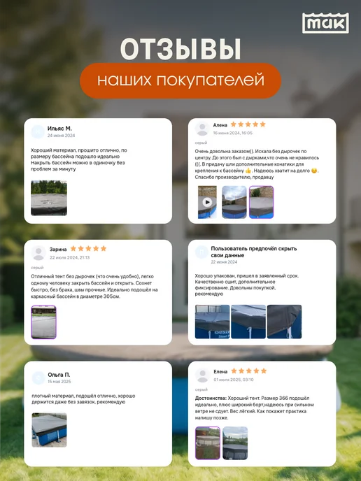 тм МАК Защитный тент для бассейна круглого 244 см укрывной 30244, серый, фото 6